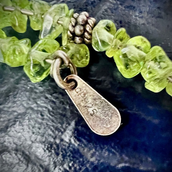 Vintage Peridot gemstones wrap style solid 925 sterling silver Choker Necklace - Picture 3 of 12